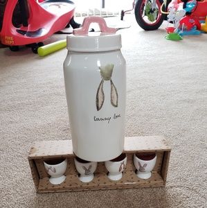 Rae Dunn Bunny love Jar and Egg Holder